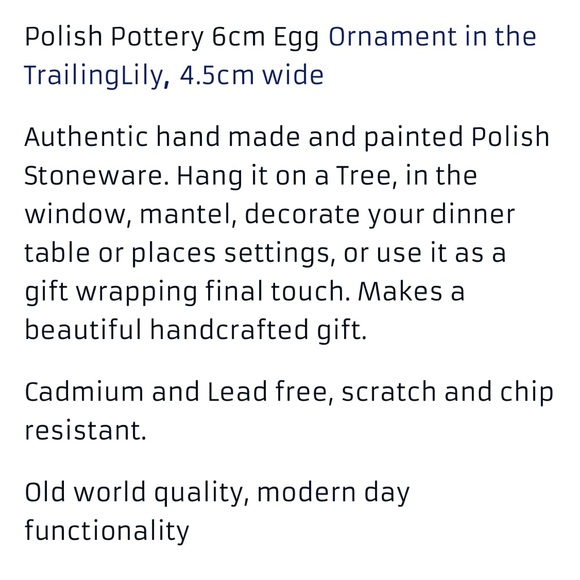 Polish Pottery-Terrain-Ceramic Easter Egg Large - Picture 5 of 5